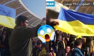 Іранські фани розтягнули прапор України на матчі проти російської команди - ВІДЕО